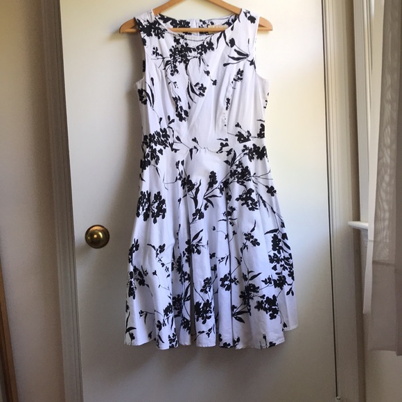 Grace Karin A line Flare Floral Dress B&W size Lar - Picture 6 of 7